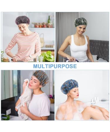 URAQT Waterproof Shower Caps for Women 6 Pack - Reusable, Elastic Band, Large Plastic, Bath Caps for Home, Spa, Salon - Keep Hair Dry - 6 pcs - Buy Online on GoSupps.com