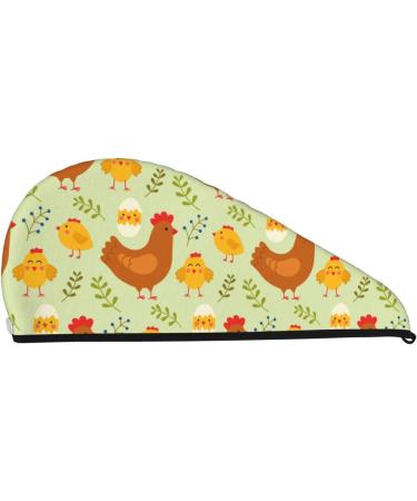 Cute Chicken Microfiber Hair Towel Wrap | Super Absorbent Coral Velvet Quick Dry Cap for Women with Long Curly & Thick Hair - Buy Online on GoSupps.com