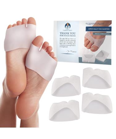 Dr. Frederick's Original Open Toe Sleeves - Half Toe Sleeve Metatarsal Pads - 4 Pieces - Ball of Foot Cushions - Great for Calluses and Blisters - for Men and Women - Perfect for High Heel Shoes