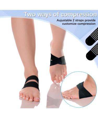 Unisex Arch Support Bands for Flat Feet & Plantar Fasciitis - Adjustable Compression Orthotics for Men & Women (Black 1 Pair - Buy Online on GoSupps.com