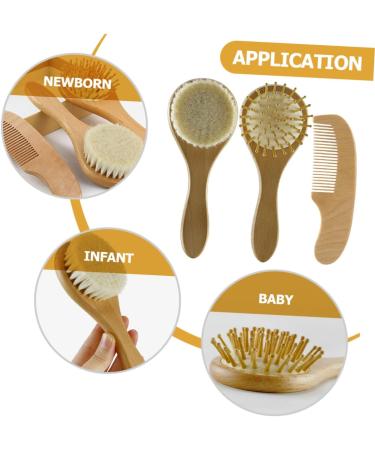 Hohopeti 1 Set Wooden Baby Hair Care Brush & Comb Kit - Baby Shower Gift - Buy Online on GoSupps.com