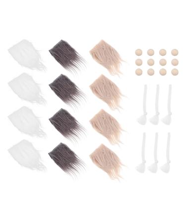 Milist 1 Set Pre-Cut Gnom Bart Bart Fellfell fabric Fell Jotty Gnome Bart Material Santa Claus mustache with wooden ball for cosplay costume trade white