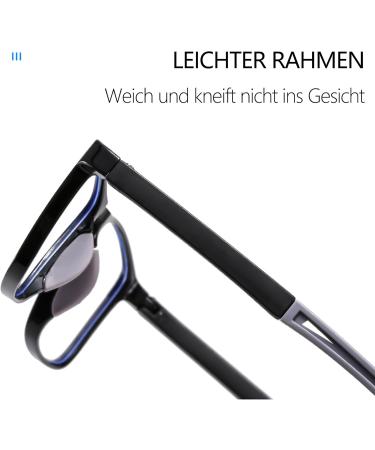 FsRead Men's Reading Glasses Set - Sporty Design Comfort & Blue Light Blocking | 2.0 Diopters in Black Gray and Orange - Buy Online on GoSupps.com