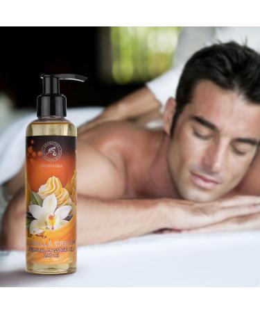 Buy Sensual Massage Oil Vanilla Cream 200ml - Edible & Kissable Body Oil with Almond & Grape Seed Oil for Relaxation - Buy Online on GoSupps.com