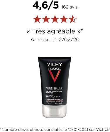 Vichy Homme Baume Apr s-Rasage Apaisant Confort Anti-Irritations Enrichi en Calcium & Eau Thermale Pour Peaux Sensibles 75 ml - Buy Online on GoSupps.com