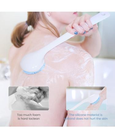 QiqaMole Silicone Shower Body Brush with Long Handle & Face Cleansing Brush - Non Slip Exfoliating Scrubber Set (Green) - Buy Online on GoSupps.com