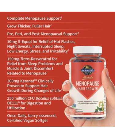 Garden of Life Menopause Supplement | S-equol Trans-Resveratrol & Keranat | Vegan Non-GMO Gluten-Free | Hair Growth Support | 30 Servings - Buy Online on GoSupps.com