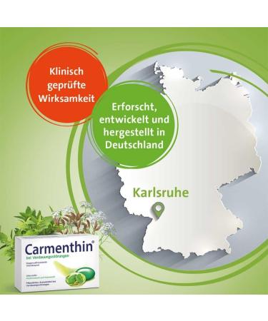Carmenthin for Digestive Disorders | 14 Soft Capsules | Natural Relief for Flatulence Fullness & Pain | With Peppermint & Caraway Oil | Soothes Gastrointestinal Tract - Buy Online on GoSupps.com