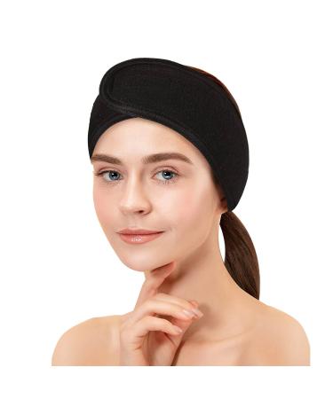 3 Pcs Spa Headband with Ponytail Hole for Women - Microfiber Hair Band for Face Washing and Makeup - Black/White/Gray - Buy Online on GoSupps.com