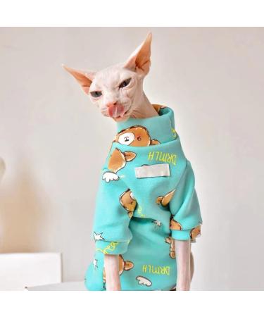 TENGTUD Hairless Cat Clothes Sphynx/Devon Cat Super Soft and Thick Furry Shirt-L_green - Buy Online on GoSupps.com