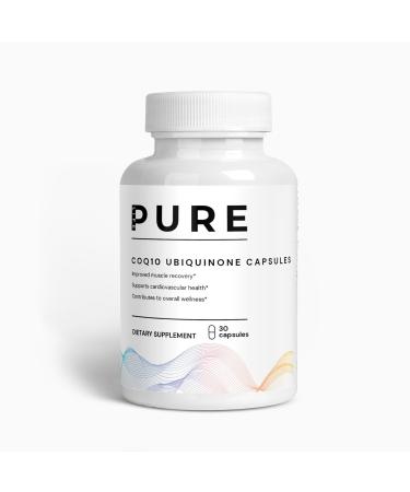 PURE LIFE CoQ10 Ubiquinone Capsules Coenzyme Q10 Supplement for Energy Muscle Recovery & Support Cardiovascular Health 30 Vegan Capsules Nutritional Supplement Made in USA