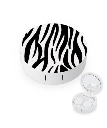 Bagea-Ka Zebra Print Pattern Contact Lens Case Box Eye Care Kit Holder Mirror Box with Tweezers Remover Tool Solution Bottle for Outdoor Travel & Home