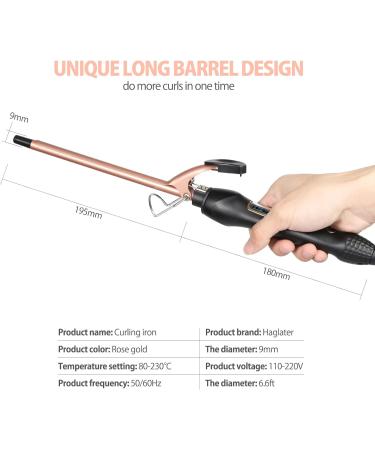Haglater 3/8 Inch Curling Wand - Ceramic Barrel Curling Iron for Short & Long Hair - 9mm Thin Curling Tong with Adjustable Temperature - Buy Online on GoSupps.com
