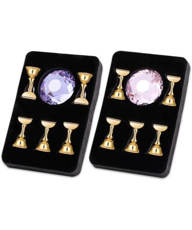 ANKROYU Nail Art Display Stand 2 Color Magnetic Nail Art Display Stand Nail Tip Practice Train Stand Crystal Base Crystal Base Display Tool for Nail Salon DIY and Nail Practice(Pink) - Buy Online on GoSupps.com