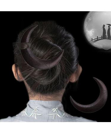 Moon Hair Clip 1 Piece Hair Pin Half Moon Hair Pin Wooden Moon Hair Clips Vintage Moon Hair Sticks For Women Black - Buy Online on GoSupps.com