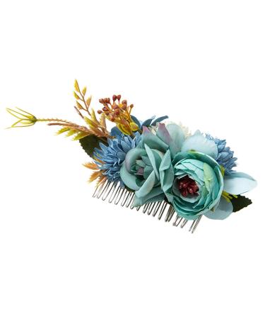 Anulely Hair Combs Floral Bridal Headpiece Bride Hair Comb Photo Prop Hair Wreath Spring Wedding Hair Piece Barrette Prom Girl Decorative Bridal Headband For Wedding Blue