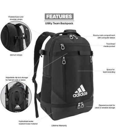 adidas Unisex Utility Team Backpack - Black/Silver Metallic - One Size - Buy Online on GoSupps.com