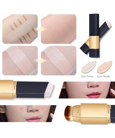 Double-sided concealer with brush Long-lasting waterproof concealer Long-lasting makeup full concealer stick Multifunctional concealer Double-sided makeup brush foundation concealer Natural+ivory - Buy Online on GoSupps.com