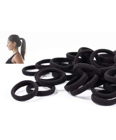50 PCS Black Hair Ties for Women Seamless Hair Bands That Will Not Break Ponytail Holders Will Not Slip or Tangles No Damage to Thick Hair 2 Inch in Diameter Black 50pcs