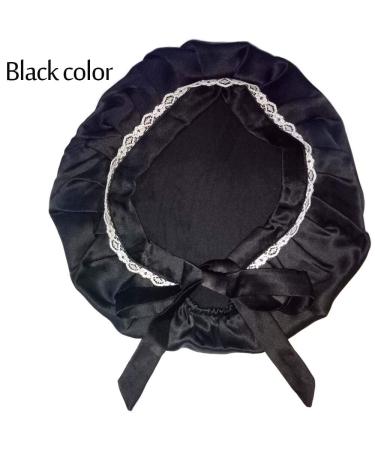 Superlike 100% Pure Mulberry Silk Black Night Cap for Women - Adjustable and Traceless Sleep Hat - One Size - Buy Online on GoSupps.com