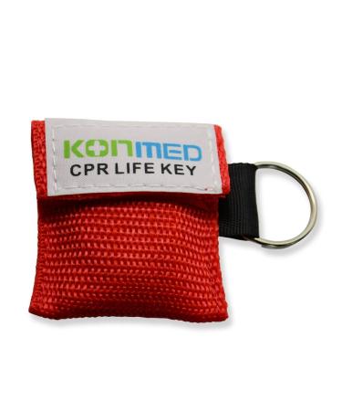 KONMED 20pcs/pack CPR Face Shield CPR Mask First Aid Keychain Keyring (red)