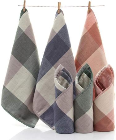 ECRISDOO 6pcs Plaid Dish Towels - Ultra Absorbent 12 x 12 Washcloth Towels for Kitchen, Bathroom, Hotel, Spa - Multi-Purpose Fingertip Towels & Face Cloths - Buy Online on GoSupps.com