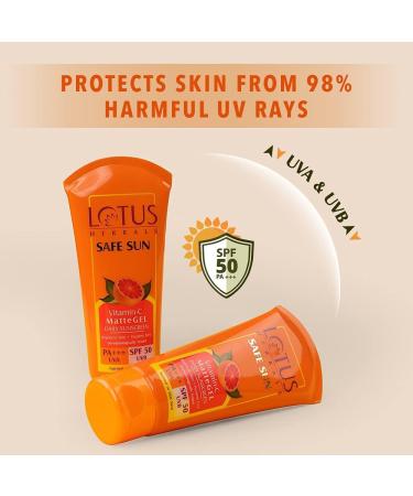Lotus Herbals Safe Sun Vitamin C Matte Gel Daily Sunscreen SPF 50 PA+++ Paraben free Dermatologically tested Anti Pollution NormalOily Skin 100g - Buy Online on GoSupps.com