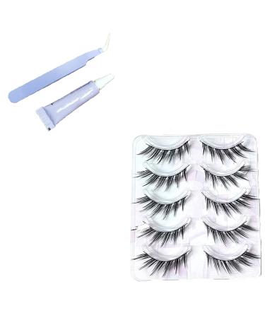 Wild natural hair flu false eyelashes One piece fox eyelashes 12mm Fox eyelashes 5 pairs (complimentary tweezers + glue)