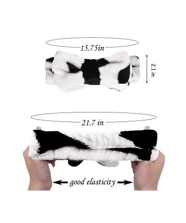 Cow Print Spa Bow Headband for Women - High Elasticity Coral Fleece Skincare Headband - Buy Online on GoSupps.com
