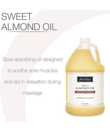 Bon Vital' Sweet Almond Oil 1 Gallon - Skin & Hair Moisturizer, Massage Oil, Carrier Oil - 100% Pure Therapy Oil - Buy Online on GoSupps.com