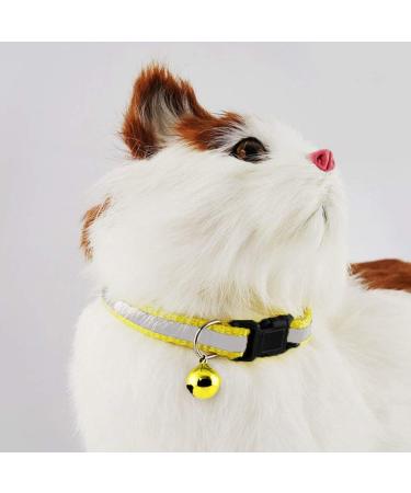 Energetic Adjustable Reflective Pet Collar Safety Release Buckle with Bell for Dog Cat (Yellow) - Buy Online on GoSupps.com