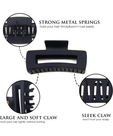 Matte Solid Color Hair Claw Clips for Thick Hair - Set of 2, Jumbo Rectangle Hair Jaw Clamp for Women and Girls (6 Colors) - Buy Online on GoSupps.com