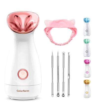 Facial Steamer Nano Ionic Hot Mist Face Steamer Home Sauna SPA Face Humidifier Atomizer for Women Men Moisturizing Unclogs Pores Spa Quality A-rose Gold