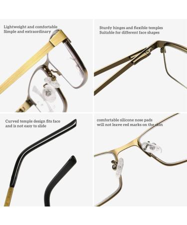 Zukky Multifocus Reading Glasses for Men & Women - Anti-Blue Light Semi-Metal Frame Gold (Size: 3.5x) - International Shipping Available - Buy Online on GoSupps.com