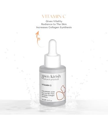 Gew n Kirish Vitamin C & Hyaluronic Acid Serum - Skin Tone Evening Collagen Synthesis Boosting Hydrating Formula 1.01 fl oz  - Buy Online on GoSupps.com