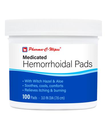 Pharma-C Medicated Hemorrhoidal Pads with Witch Hazel. 1 Jar of 100 Pads