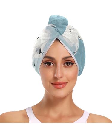 Polar Bear Hair Towel 2 Pack Super Absorbent Hair Drying Towel Quick Dry Hair Turbans Head Towel with Button Twisty Wrap for Women Girls