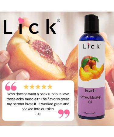 Peach Flavored Massage Oil for Couples - Edible, Non Sticky & Relaxing - Natural Vegan Formula with Vitamin E, Sweet Almond & Coconut Oil (4 oz) - Buy Online on GoSupps.com