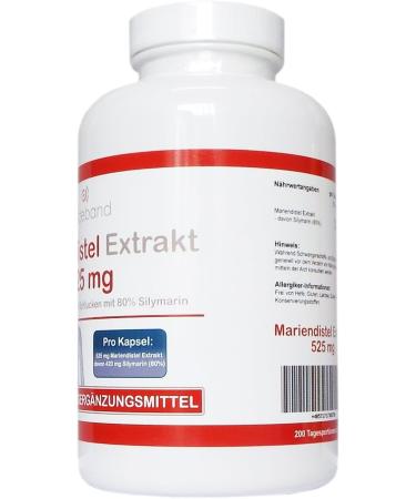 Milk Thistle Extract 525 mg - 80% Silymarin (420 mg) - 200 Vegan Capsules - No Fillers or Additives - Optimize Liver Health - Buy Online on GoSupps.com
