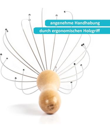 Fuchsi Head Spider Massager | High-Quality Wooden Handle | 20 Soft Metal Sensors for Ultimate Relaxation - Buy Online on GoSupps.com