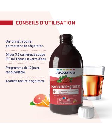 JUVAMINE - Expert 4-in-1-500mL Fat Burner - Fat Burner - Weight Control - Tone - Drainage - 10 Day Program - Sugar Free - Citrus Flavor - Buy Online on GoSupps.com