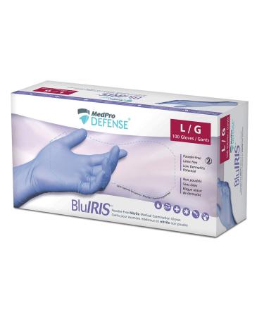MedPro Defense Bluiris Powder-free Nitrile Medical Examination Gloves Large 1 Count