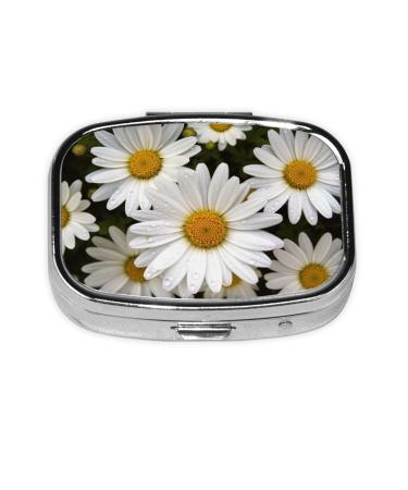 Daisy Flower Printed Square Pill Box Portable Travelling Pill Box Medicine Organiser