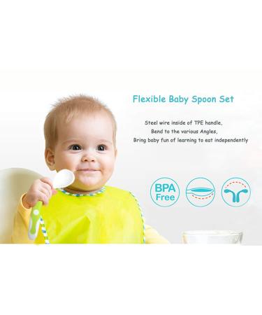 Travel Safe Baby Utensils Set - Toddler Feeding Training Spoons with Easy Grip & Bending Function (Green/Red 2 Pieces) - Buy Online on GoSupps.com