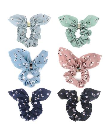6 pieces chiffon ponytail satin hair tie Elastic hair tie chiffon ponytail holder Scrunchies chiffon bowknot for attaching the hair for women girls and children
