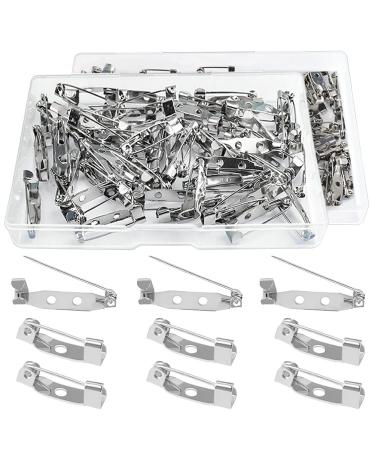 120Pcs Locking Pins Backs Brooch Badge Bar Pins Jewelry Pins with Holes for DIY Crafts Name Tags Jewelry Making DIY Crafts Accessories Mother's Day Gift (15MM/25MM) 15MM/25MM 120Pcs