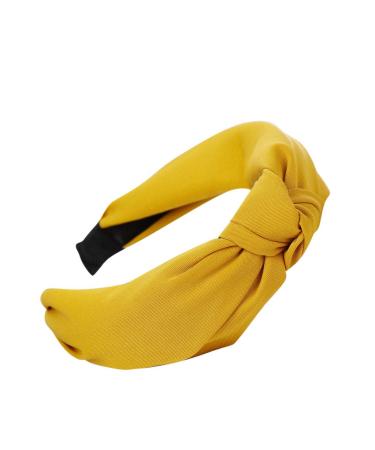 Women's fashion hair headband fashion-knot hair band Simple sweet ywlink girls simple full tone color Elegant sports wide hair-stirring strap (yellow ) yellow unit size