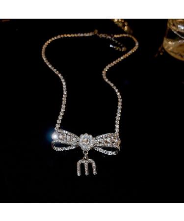 Oralgos Sparkling Diamond Loop Letter Necklace - Elegant Alloy & Pearl Jewelry for Parties & Everyday Wear - Buy Online on GoSupps.com