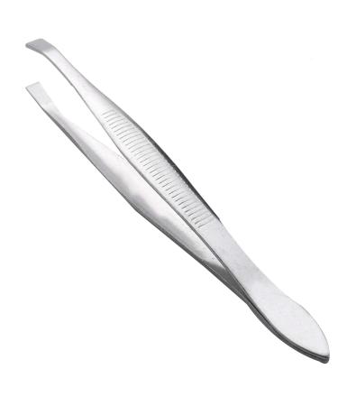 Silver Tone Slanted Flat Tip Metal Hair Eyebrow Tweezer Cosmetic for Lady