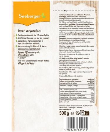 Seeberger Pitted Prunes: very large and tasty prunes - sweet and aromatic - vegan (8 x 500 g) - Buy Online on GoSupps.com
